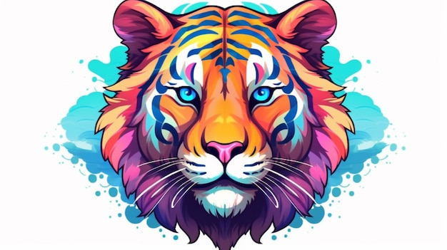 arte vectorial de un tigre pegatinas de ilustración Ai Generativo