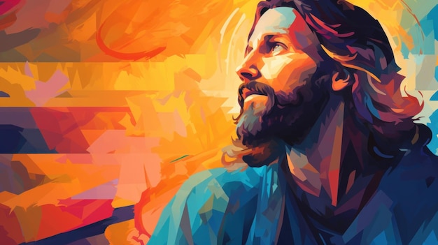 Arte vectorial vibrante Una hermosa representación de Jesús con compasión