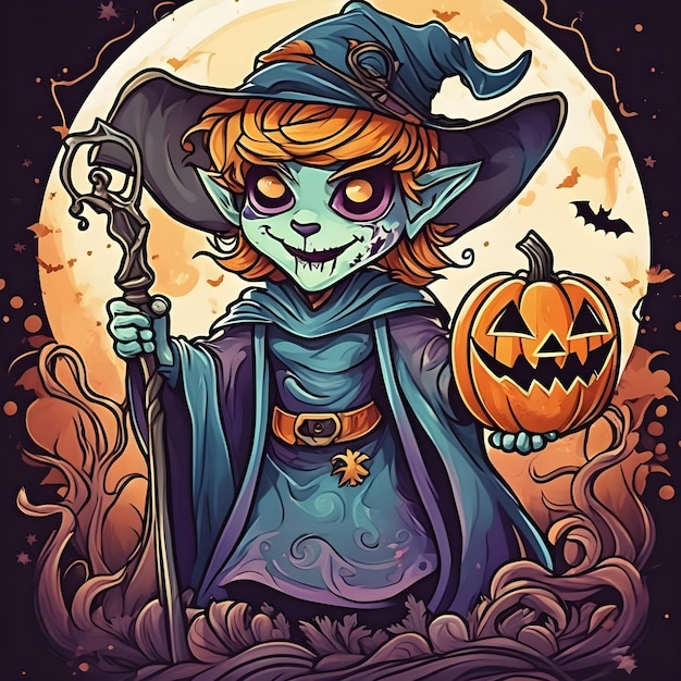 Arte vetorial com tema de Halloween para design de camisetas e cartazes