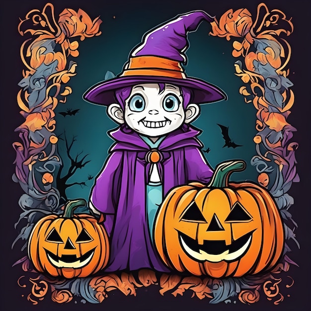 Arte vetorial com tema de Halloween para design de camisetas e cartazes