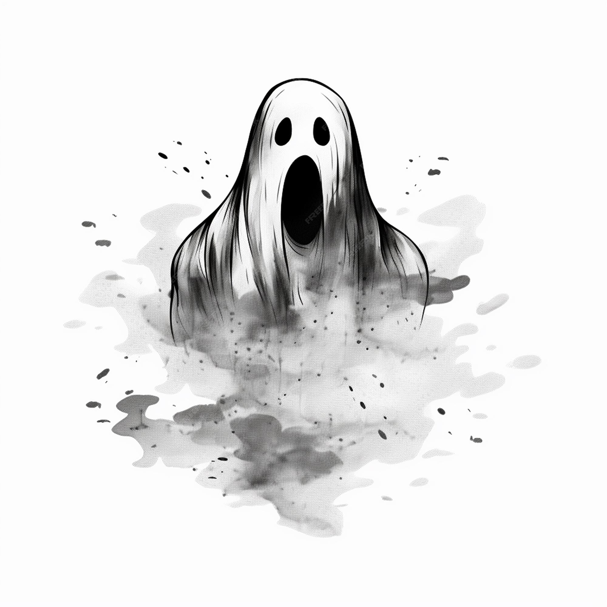 desenho de fantasma branco bonitinho de halloween em um fundo preto.  ilustração em vetor elemento festa fantasma branco de halloween. vetor  fantasma com uma cara assustadora 13186571 Vetor no Vecteezy