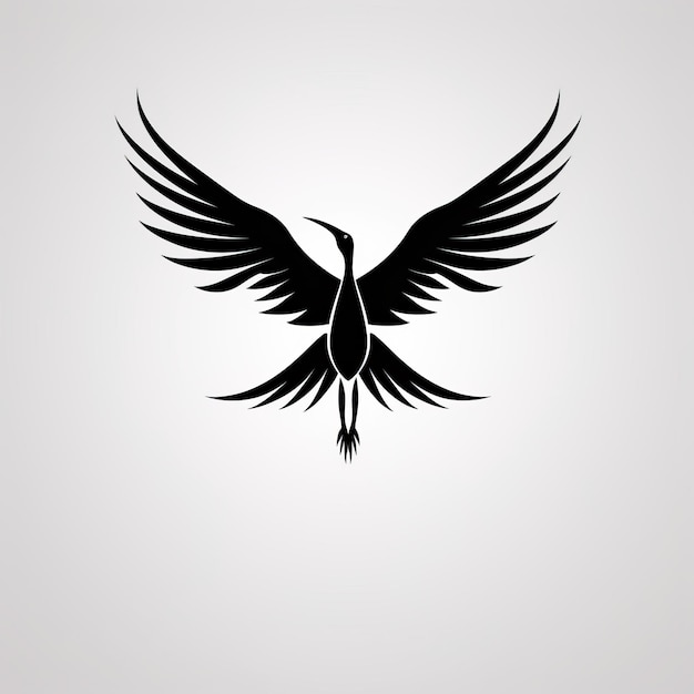 Arte vetorial de logotipo de garça voadora simétrica com bordas limpas e nítidas