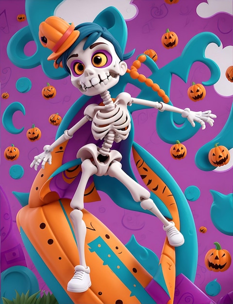 Arte vetorial pronta para imprimir graffiti colorido ilustrações tema de Halloween