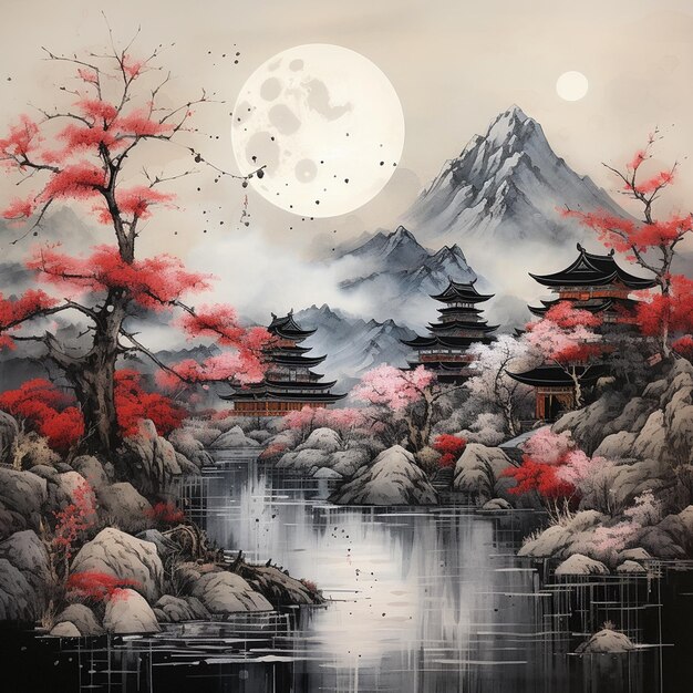 Arte zen japonés pintura de pared azul pintura de alcohol en pintura pintura con un giro cerca de mí