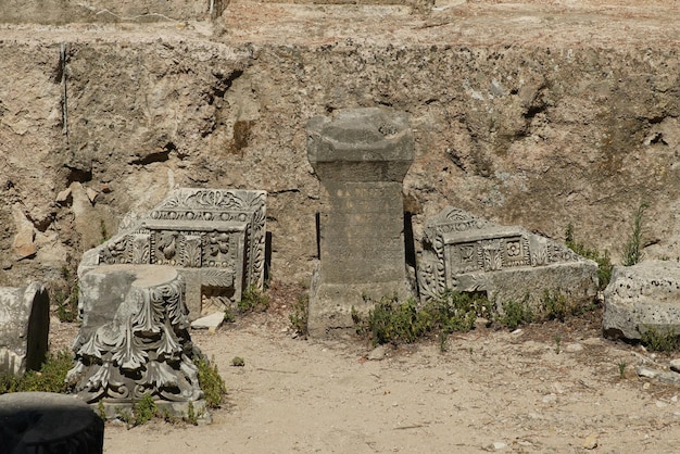 Artefakte in der antiken Stadt Perge in Antalya Turkiye