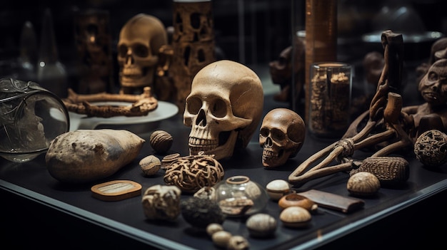 Foto artefaktensammlung, die den höhepunkt der anthropologischen forschung zeigt