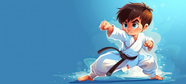Artes marciales de karate tae kwon do dojo clip de dibujos animados Boy Stance