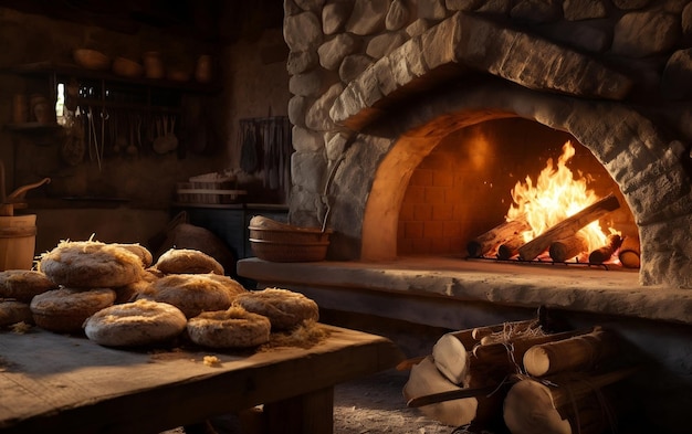 Artesanato artesanal forno de pedra tradicional forno de pão generativo por Ai