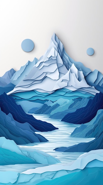 Foto artesanato de papel em camadas de abstract mountainscape