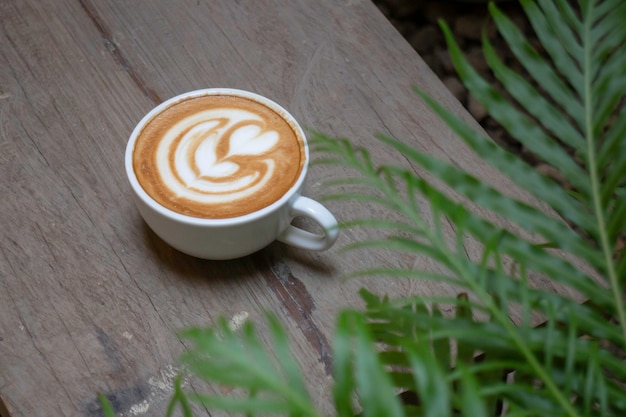 Artesanato de xícara de café com leite quente, fotografia