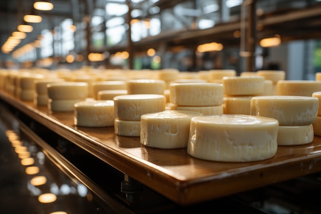 La artesanía de la fábrica de lácteos en la elaboración de queso