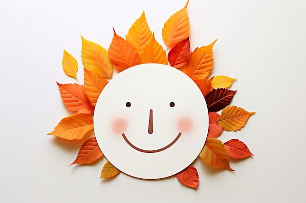 Artesanía de otoño Cara de hojas Proyecto de arte para niños Concepto de bricolaje