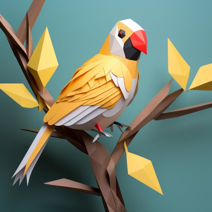 Foto artesanía de papel de cocotilla llamativa con diseño de polígono