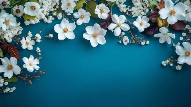 Artesanía Primavera hacer borde en establecimiento azul Primavera blanca hacer borde Recurso creativo Generado por IA