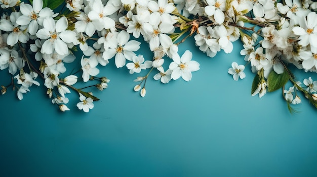 Artesanía Primavera hacer borde en establecimiento azul Primavera blanca hacer borde Recurso creativo Generado por IA