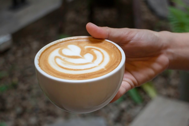 Artesanía de taza de café con leche caliente, Stock Photo