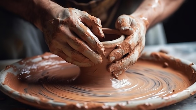 artesano modelando la cerámica