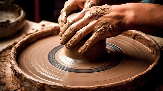 artesano modelando la cerámica