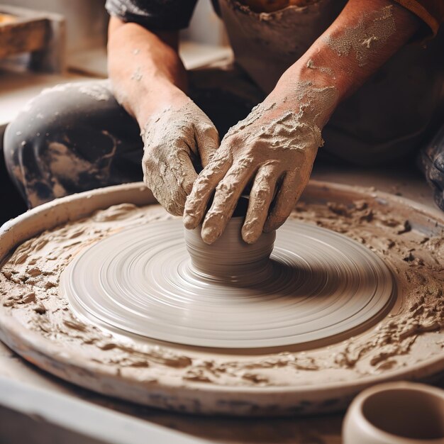 artesano modelando la cerámica