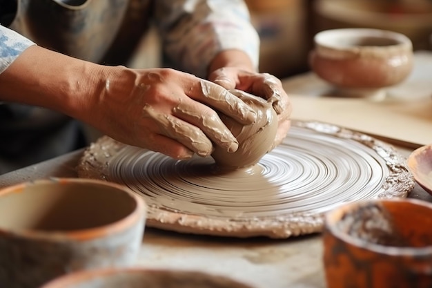 artesão modelando cerâmica