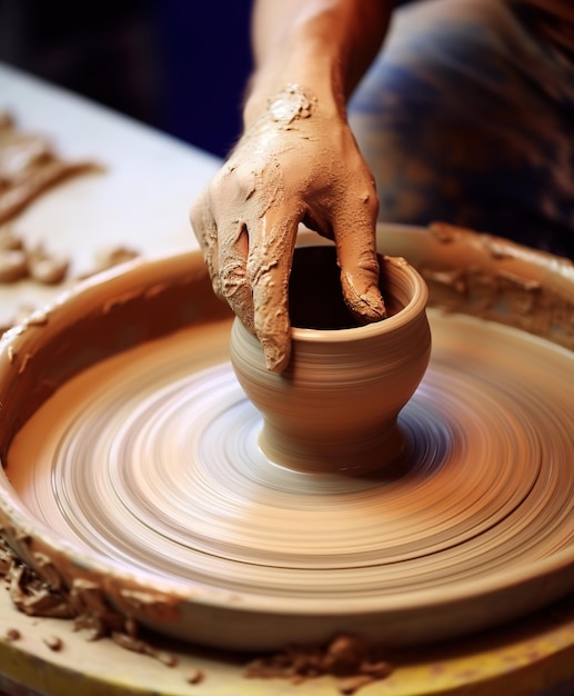 artesão modelando cerâmica