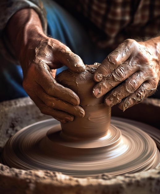 artesão modelando cerâmica