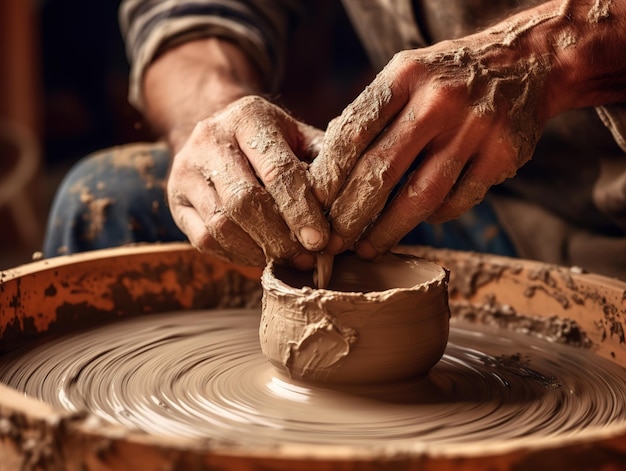 artesão modelando cerâmica