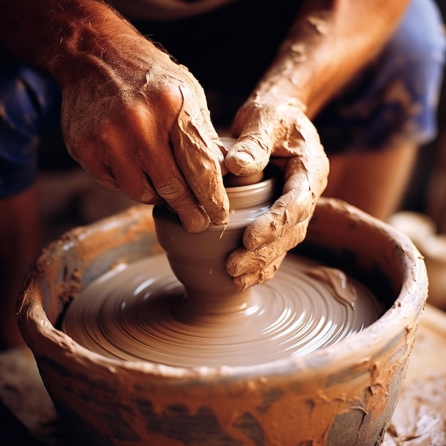 artesão modelando cerâmica