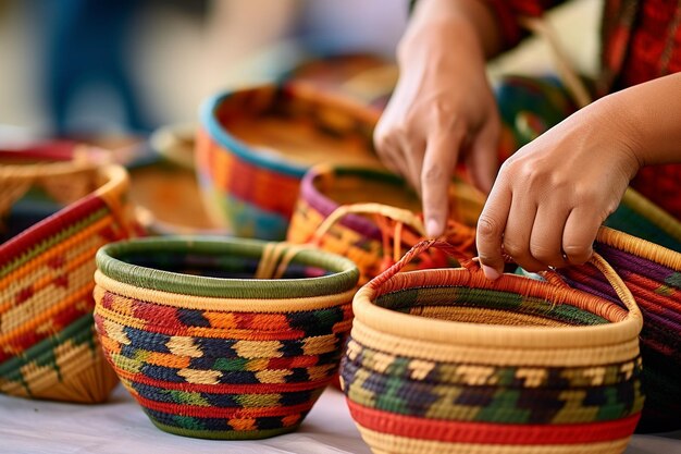 Foto artesãos locais que fabricam lembranças tradicionais