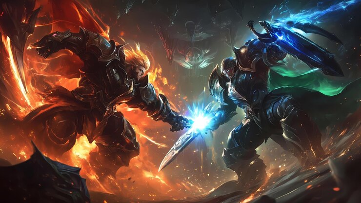 Arthur contra Quillen en la arena de la batalla del juego de valor
