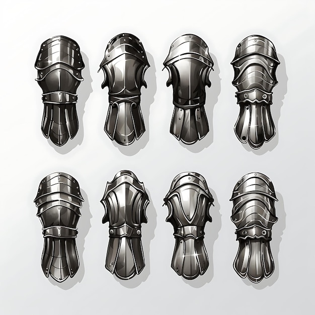 Foto artículo de juego armadura guantelete artículo diseño medieval guantes armadura de correa de cadena ilustración idea de colección