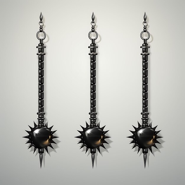 Artículo de juego Flail Weapon Artículo de diseño bárbaro Cadena Flail Spiked Flail Ilustración idea de colección