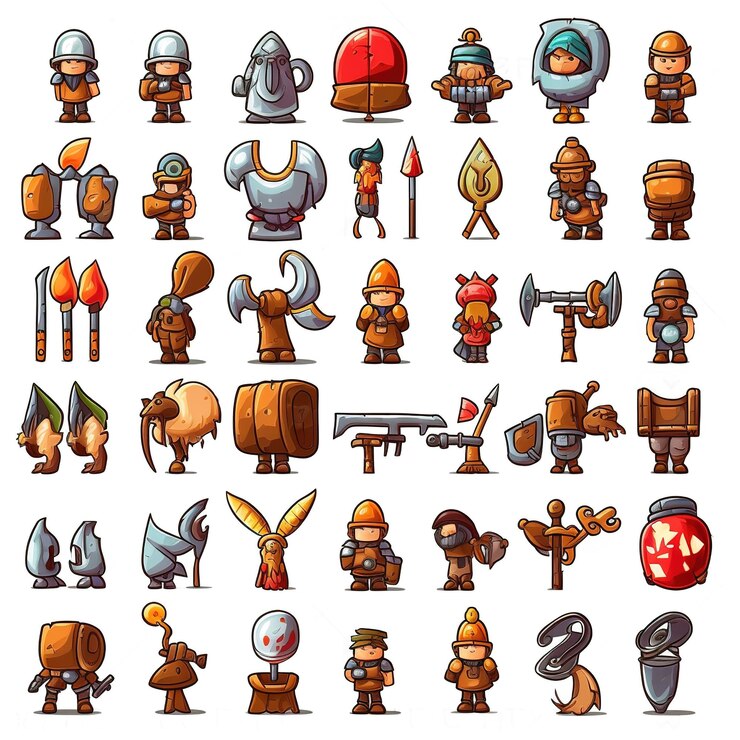 Foto artículos piratas pintados con ilustraciones y un conjunto de clip art