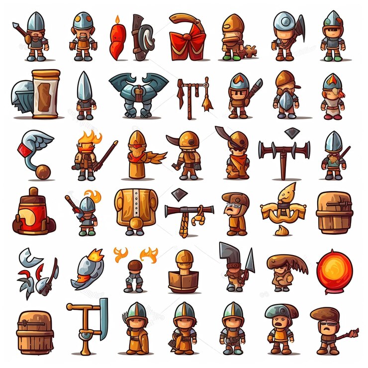 Foto artículos piratas pintados con ilustraciones y un conjunto de clip art