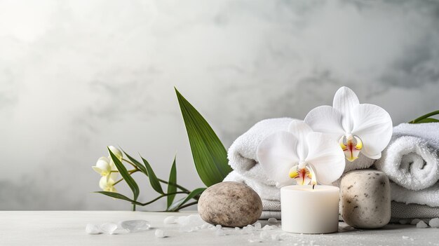 artículos de tratamiento de belleza para procedimientos de spa en mesa de madera blanca