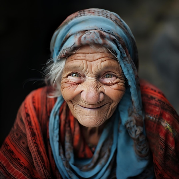 Artificial Intelligence gerador de close-up de uma mulher idosa sorridente olhar felicidade
