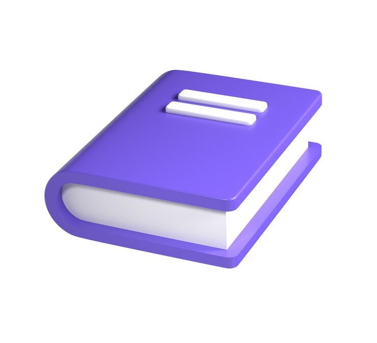 Foto artigos de papelaria de livro de bloco de notas vazio bonito violeta 3d para a escola isolada transparente png ilustração de renderização simples elemento de design para cartazes, banners, calendário e cartão de felicitações
