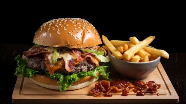 Artisan Gourmet Burger mit cremigem und geschmolzenem Cheddar ai generative