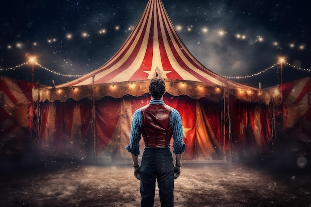 Foto artista de arena de tenda de circo estrela principal gerar ai