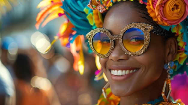 Artista de rua com um traje vibrante e atrativo