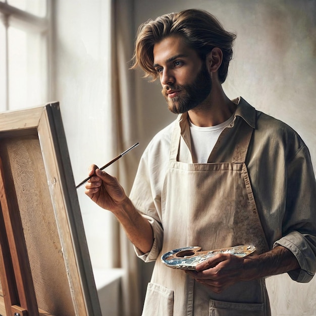 Artista elegante pintando um quadro