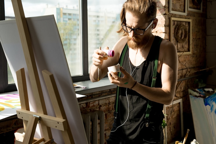 Foto artista moderno de easel