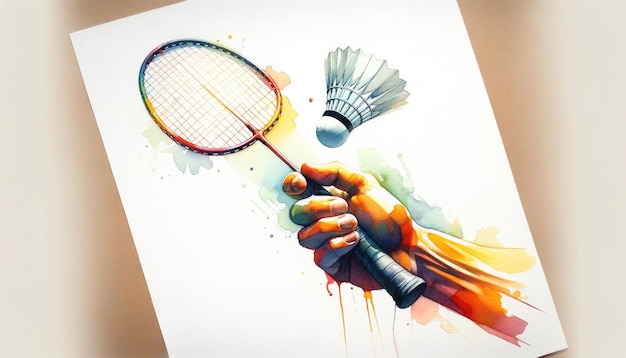 Foto artistic badminton grip e shuttlecock