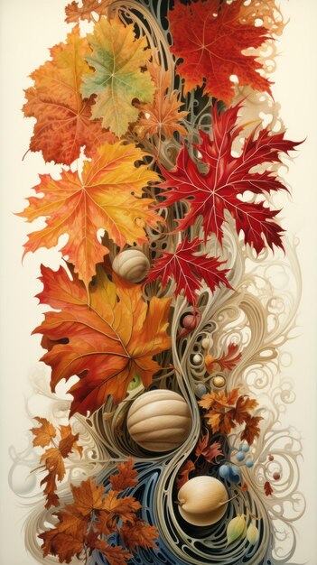 Artísticas hojas de otoño Ilustración de la celebración del otoño