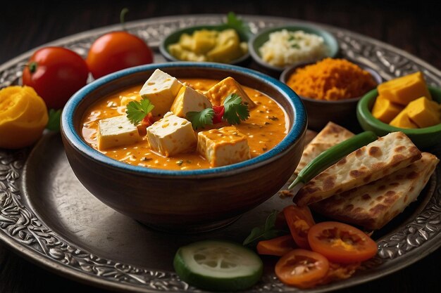 Artístico arreglo de Shahi Paneer