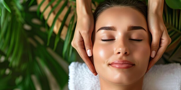 Artístico formato a gran escala experiencia de masaje facial cautivadora en un salón de belleza de spa