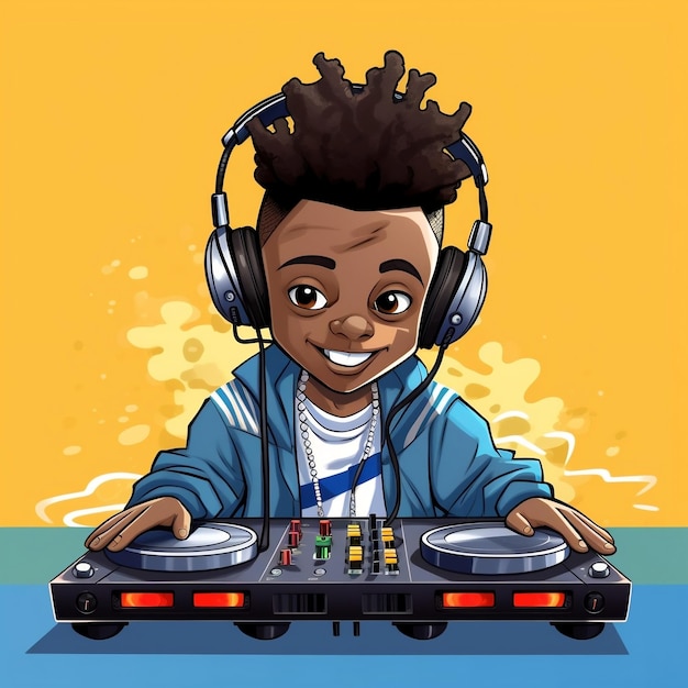 Artoon eines coolen Kid-DJs mit generativer KI