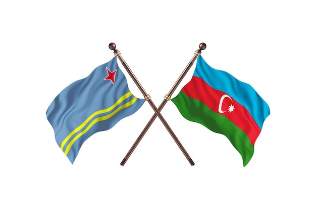 Aruba versus Azerbaijão Fundo de duas bandeiras de países