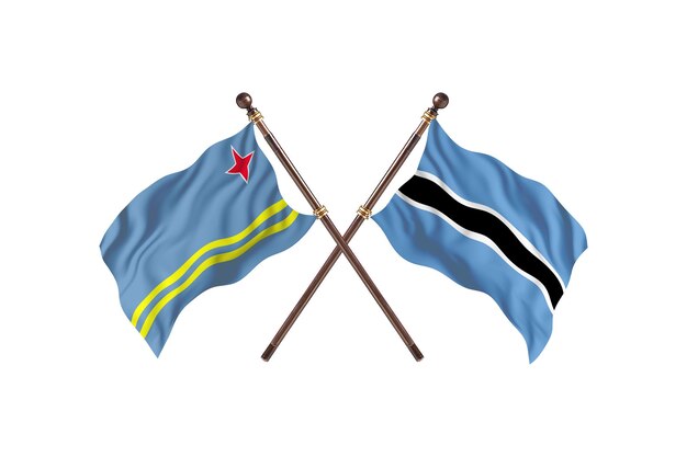 Aruba versus Botswana Fundo de Bandeiras de Dois Países