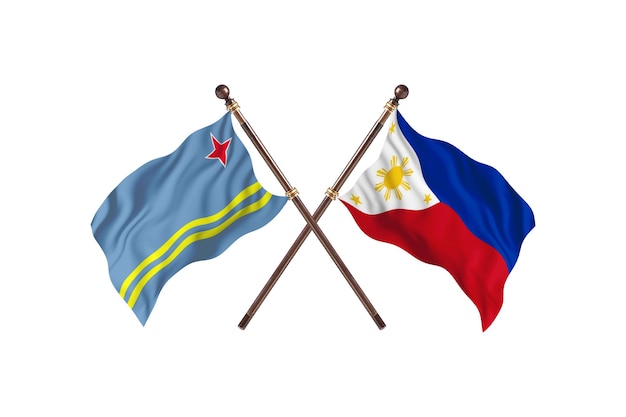 Aruba versus Filipinas Fundo de bandeiras de dois países